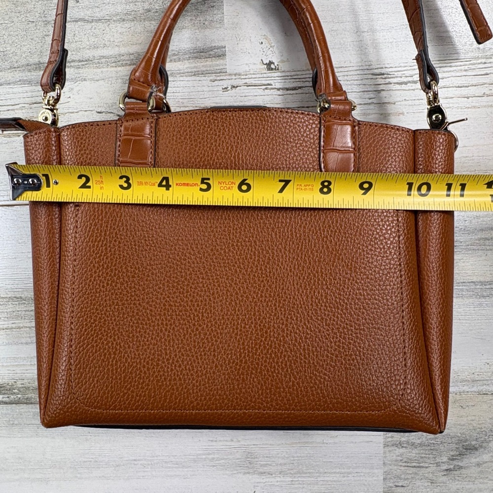 Nanette Lepore Satchel Crossbody Bag 10x8 Cognac Pebbled Croc Chic Purse - Picture 14 of 15